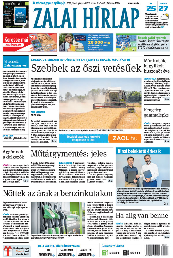 Lapszám: 2025.07.11. + MELLÉKLET
