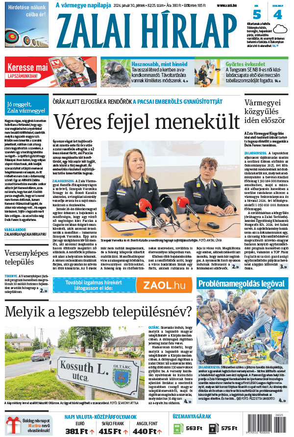 Lapszám: 2026. 01. 30. + MELLÉKLET