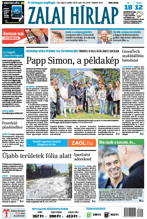 Lapszám: 2026. 05. 15. + MELLÉKLET