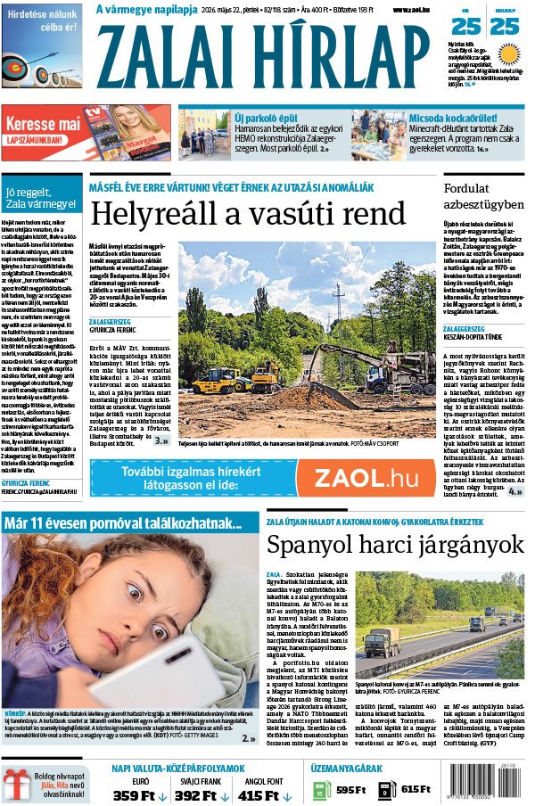 Lapszám: 2026. 05. 22. + MELLÉKLET